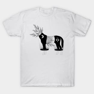 Spiritual Horse Graphic Black and white tattoo style illustration T-Shirt